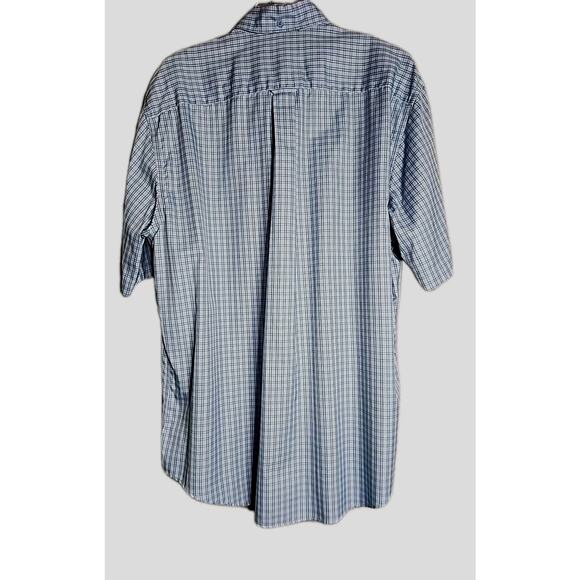 NORDSTROM SmartCare Men's Shirt Blue Gingham Check Wrinkle Free Short Sleeve - Picture 2 of 7